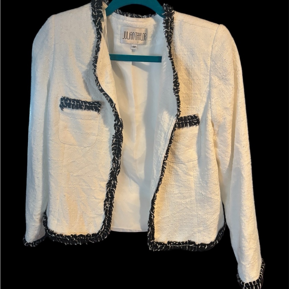 Julian Taylor Black and White Blazer with Textured Fabric